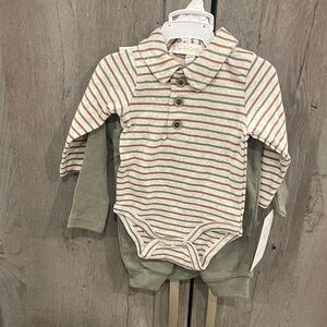 Rachel Zoe Green and Striped Baby Outfit Set